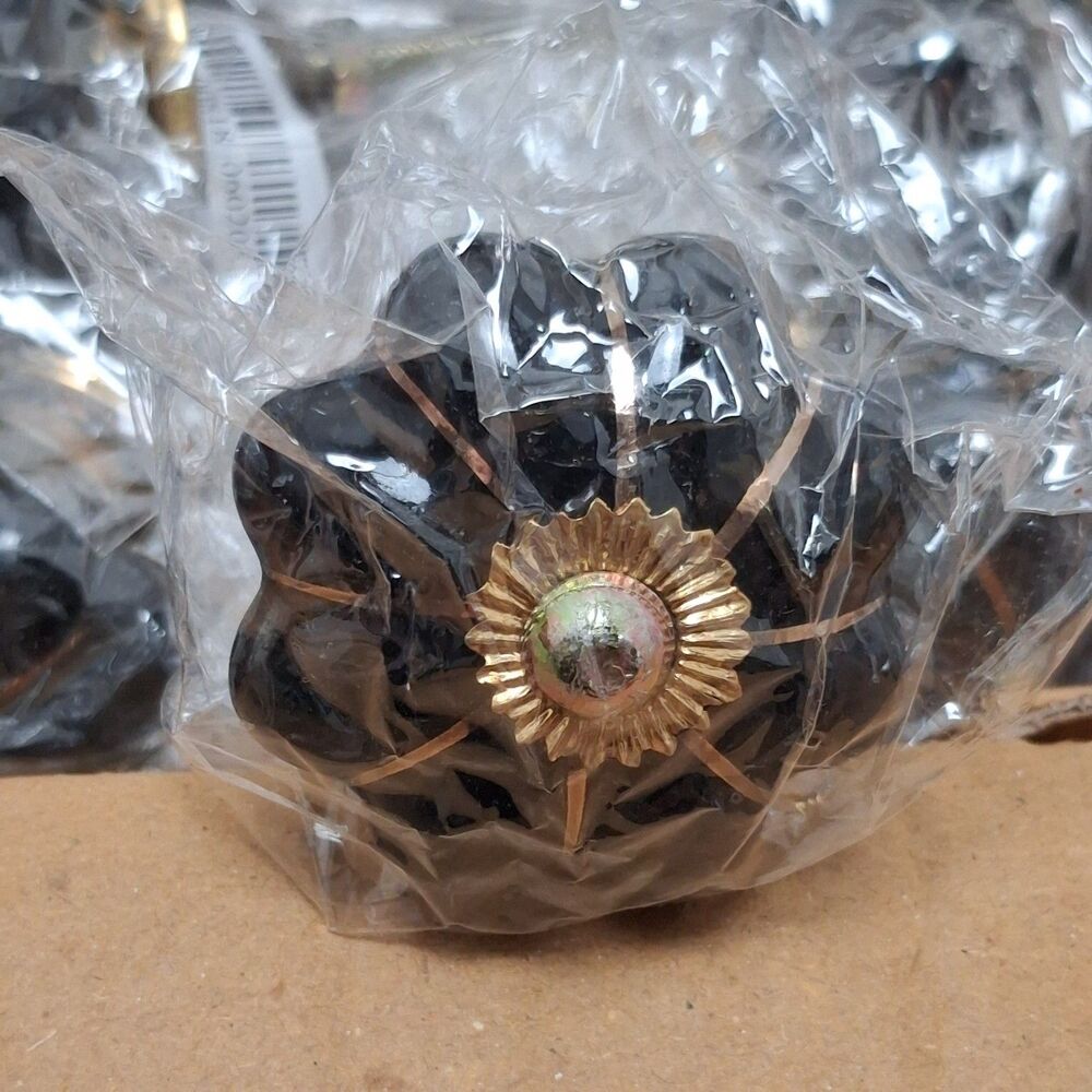 12 NEW Metal Magic LLC Ceramic Drawer Pull Knob Black Gold Modern Renovations